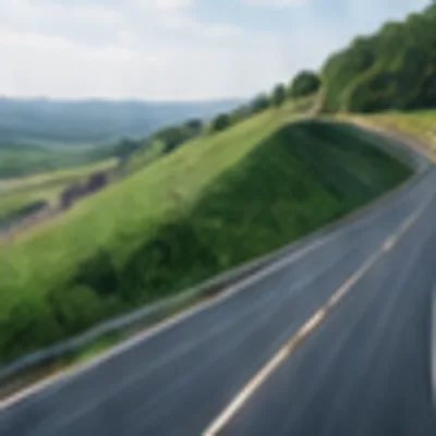 Green highway embankment beside a new road