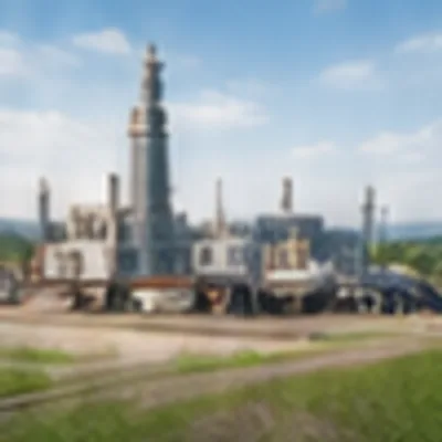 Industrial plant surrounded by green ground cover