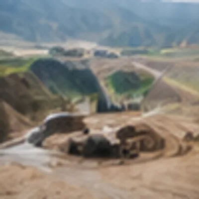 Open quarry benches under rehabilitation